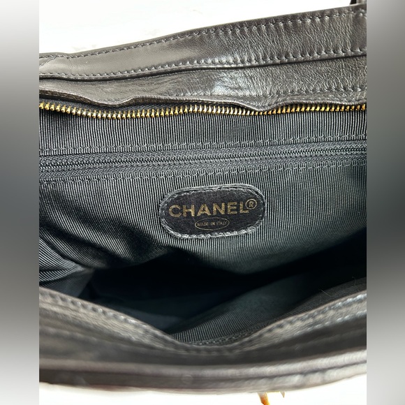 Vintage Chanel Black Lambskin Quilted Tote - Picture 7 of 7